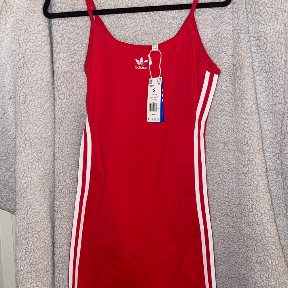 Red Adidas Dress T-shirt dress , never been worn , has tags on , size small